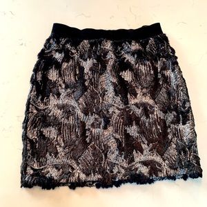Zara Velvet Sequin Silver Black Mini Skirt